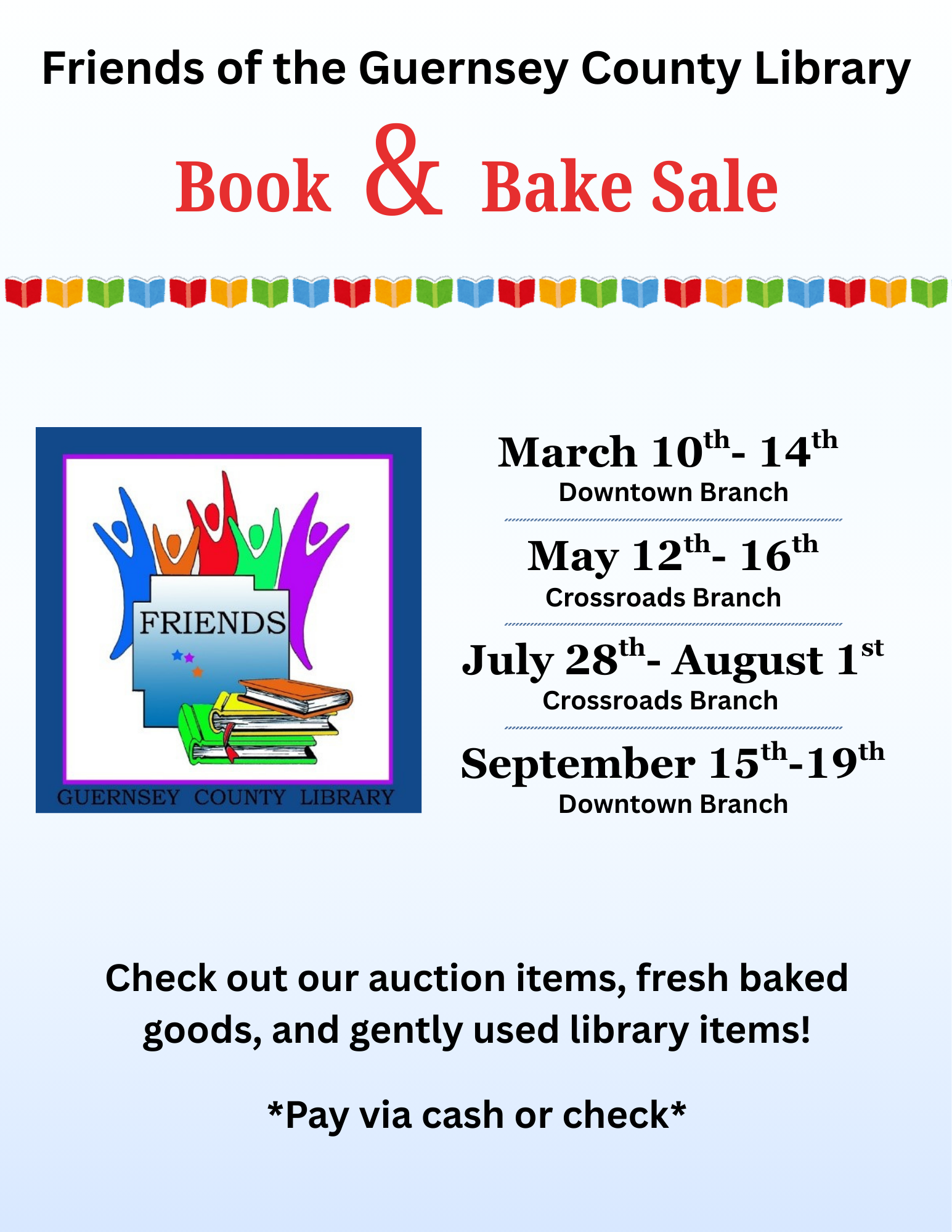 Book and bake sale dates for 2026