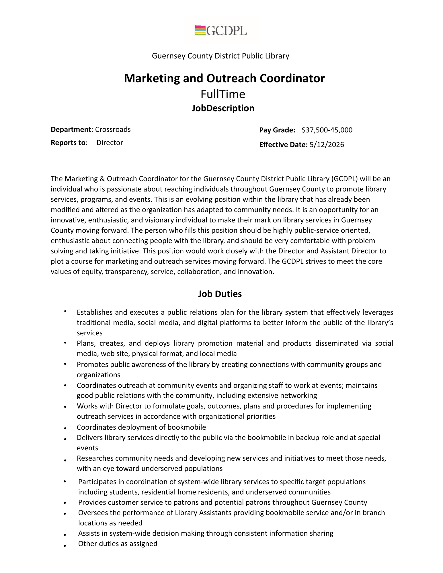 Marketing & Outreach Coordinator Job