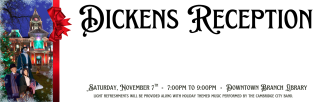 an event flyer for the Dickens Reception